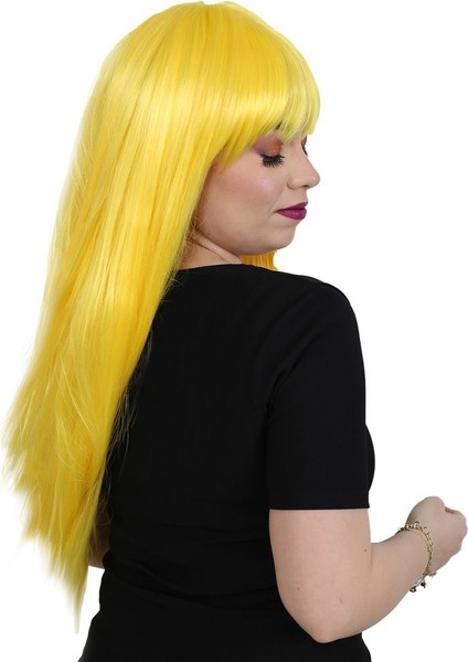Uzun Kahküllü Fiber Sentetik Peruk / Sarı fiyatları