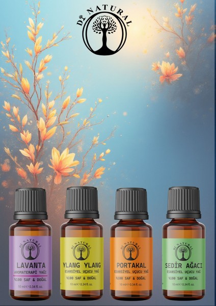 Sakin Enerji Seti 4*10ML Esansiyel Uçucu Koku Yağı Buhurdanlık Yağı Aroma Terapi Yağı Difüzör Esansı Ortam Odak Kokusu