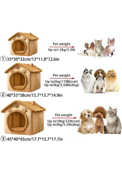 Katlanabilir Fiber Yumuşak Kedi ve Köpek Evi – Çıkarılabilir Minderli, Yıkanabilir, Kışlık Pet Yatak L 45X40X45 indirimleri