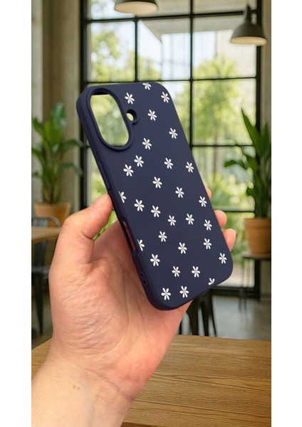 iPhone 16 Plus - Mini Papatya Desenli Silikon Darbe Emici Klasik Korumalı Rubber Kılıf modelleri