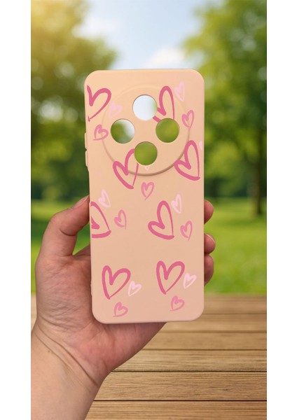 Redmi 14C -Pembe Kalp Desenli Silikon Darbe Emici Klasik Korumalı Rubber Kılıf fiyatları