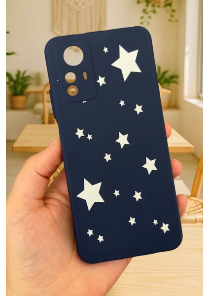 Redmi Note 12S - Mini Yıldız Desenli Silikon Darbe Emici Klasik Korumalı Rubber Kılıf