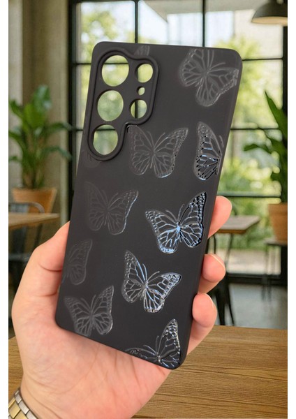 Samsung Galaxy S25 Ultra -Siyah Kelebek Desenli Silikon Darbe Emici Klasik Korumalı Rubber Kılıf modelleri