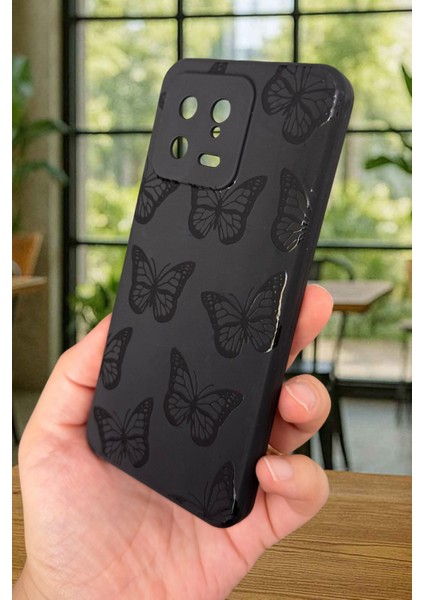 Xiaomi Mi 13 Uyumlu Siyah Kelebek Desenli Silikon Darbe Emici Klasik Korumalı Rubber Kılıf fırsatları