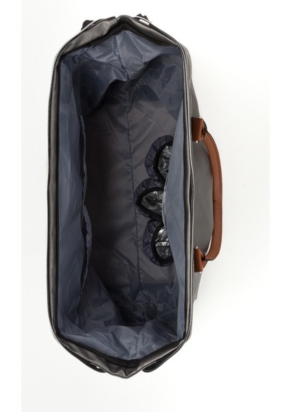 Veera Suni Deri Çanta Anne Bebek Bakım Çantası Termoslu Biberon Cepleri