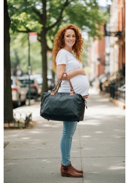 Veera Suni Deri Çanta Anne Bebek Bakım Çantası Termoslu Biberon Cepleri