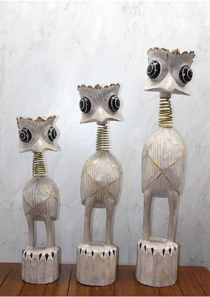 Ahşap 3&apos;lü Deve Kuşu Seti 90 cm