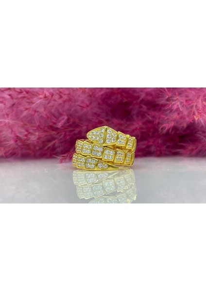 Özel Tasarım Full Taşlı Yılan Yüzük 925 Ayar Gümüş Yüksek Kalite Üretim 925 Ayar Gümüş