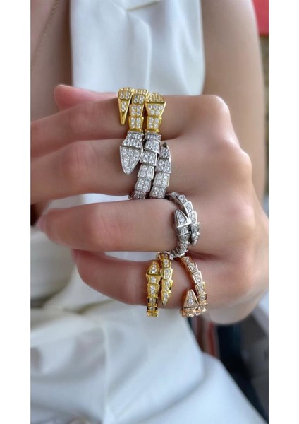 Özel Tasarım Full Taşlı Yılan Yüzük 925 Ayar Gümüş Yüksek Kalite Üretim 925 Ayar Gümüş fiyatları