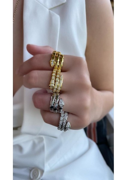 Özel Tasarım 3'lü Yılan Sarmal Taşlı Yüzük Yüksek Kalite Üretim 925 Ayar Gümüş 925 Ayar Gümüş fiyatları