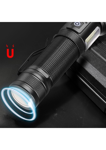 10000 Lümen 30W Zoomlu Mıknatıslı Cob LED Powerbank Özellikli Şarjlı Profesyonel El Feneri fırsatları
