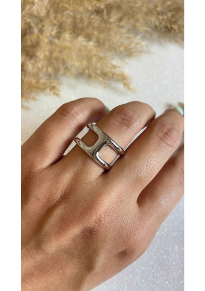 Rodyum Kaplama Ithal Yüksek Kalite Üretim Özel Üretim Ayarlanabilir 925 Ayar Gümüş Taşsız Yüzük