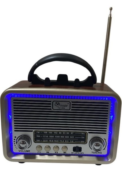 3 Bant Nostajik USB Bluetooth Ledli Radyo 3914