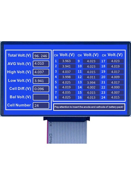 Powtify M6T24 Kasasız 24S Kanallı Yüksek Hassasiyetli Lityum Batarya Gerçek Zamanlı Voltaj Analizörü