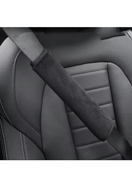 Antrasit Alkantara Emniyet Kemer Pedi 2 Adet – 5mm Süngerli, Yumuşak ve Nefes Alabilen Konfor Kılıfı