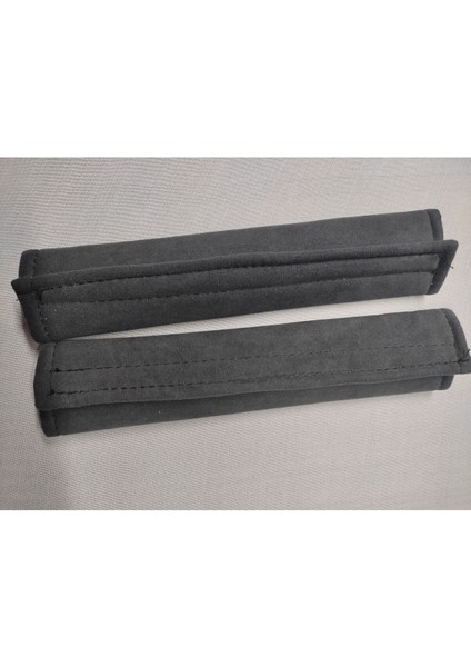 Antrasit Alkantara Emniyet Kemer Pedi 2 Adet – 5mm Süngerli, Yumuşak ve Nefes Alabilen Konfor Kılıfı