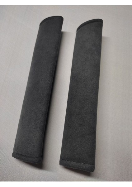 Antrasit Alkantara Emniyet Kemer Pedi 2 Adet – 5mm Süngerli, Yumuşak ve Nefes Alabilen Konfor Kılıfı