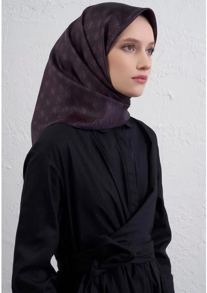 2025 Desenli Saf Ipek Twill Eşarp 9412-34