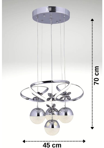 Papatya 3 Renk (Sarı Beyaz ve Gün Işığı) Krom Luxury Kumandalı Ledli Oturma Odası Avize fiyatları