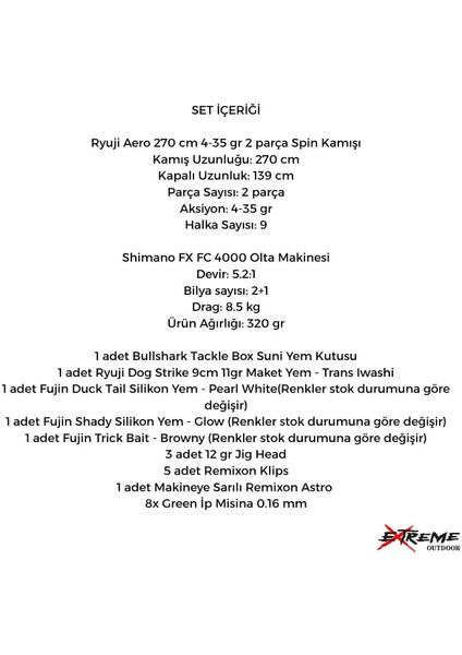 Shimano Fx 4000 Ryuji Aero 270 cm 4-35 gr Spin olta seti fiyatları