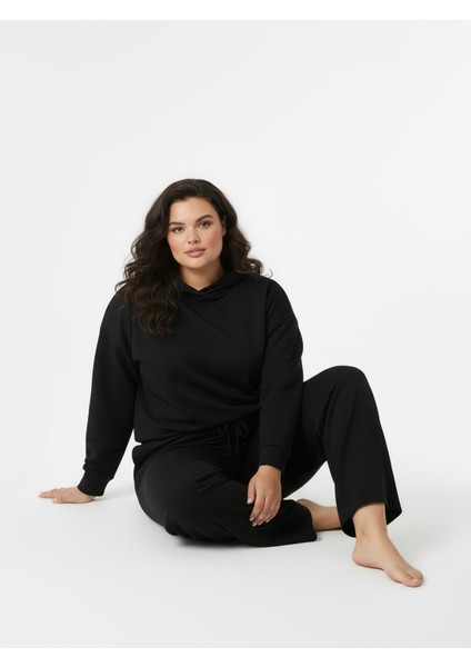 Düz Paça Büyük Beden Eşofman Altı Siyah 2016