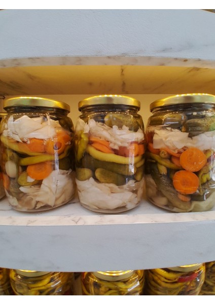 Karışık Turşu Acılı Cam Kavanoz 1062 cc