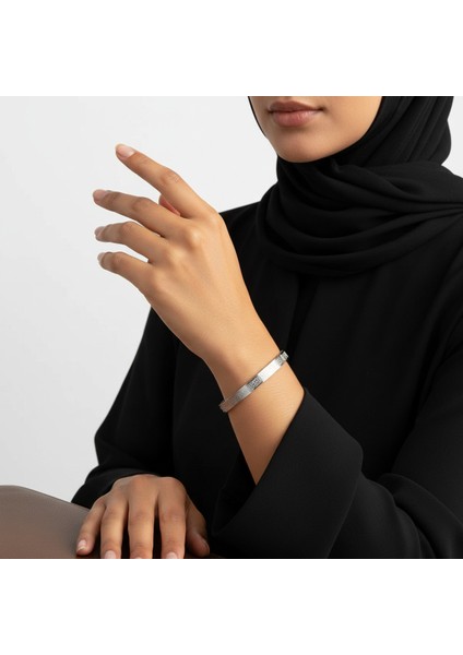 Nazardan Koruyan Ayet-El Kürsi Yazılı Bileklik – Paslanmaz Çelik, Ayarlanabilir Erkek/kadın Bileklik