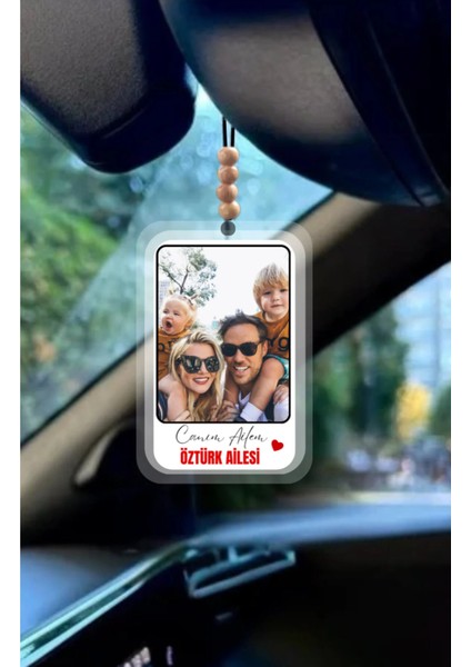 Kişiye Özel “canım Ailem ve Soy Isim ” Yazılı Araç Ayna Süsü | Isimli & Fotoğraflı