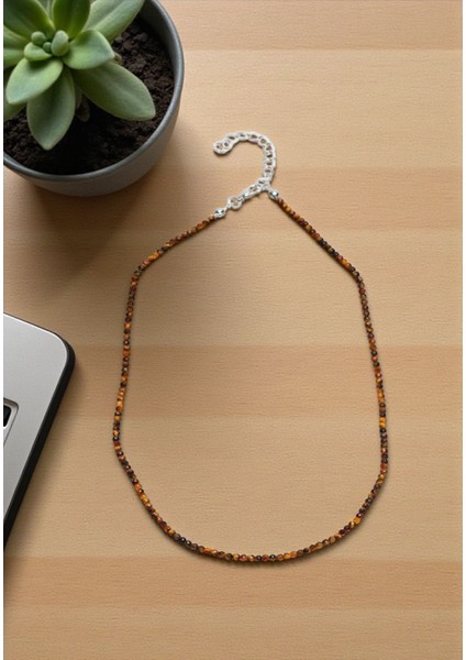 Kaplan Gözü 2 mm Faset Kesim Dizi Kolye 45 cm