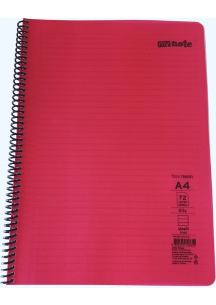 My Note Büyük Boy A4 72 Yaprak Çizgili Spiralli Defter – Ders ve Notlar Için Ideal