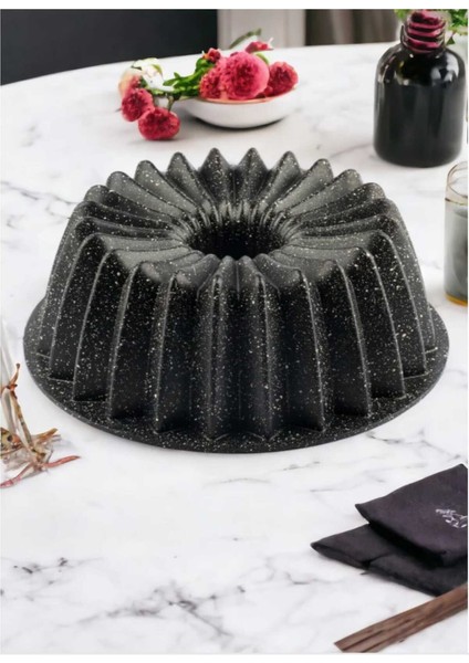 Granit Kaplama Siyah Derin ve Geniş Kek Kalıbı – 26X9 cm Yanmaz, Yapışmaz Yüzey