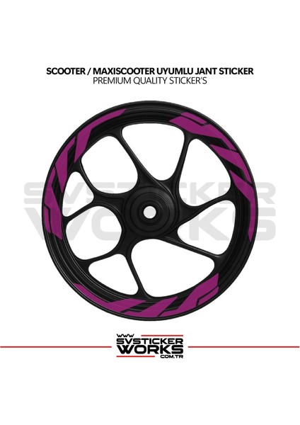 Scooter Maxiscooter Jant Sticker Jant Şeridi Kalın Dıştan Içe Mor