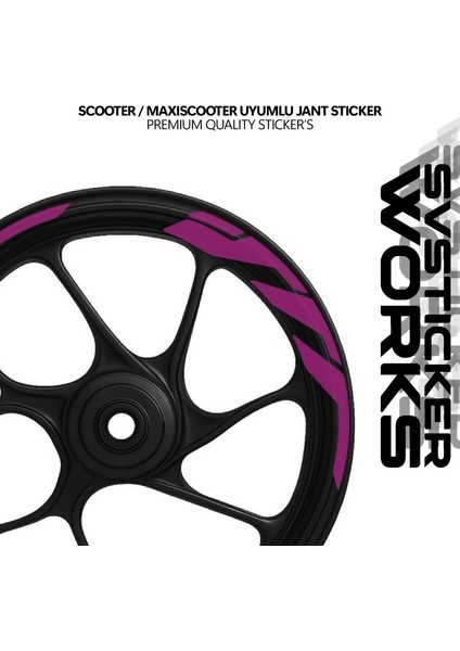 Scooter Maxiscooter Jant Sticker Jant Şeridi Kalın Dıştan Içe Mor fiyatları