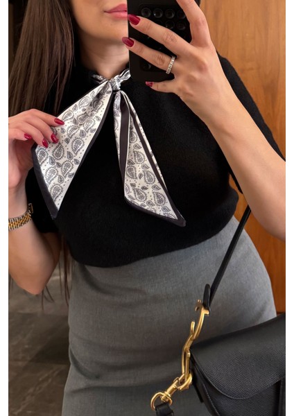 Fluarlı Kısa Kol Premium Triko Kazak- Siyah modelleri