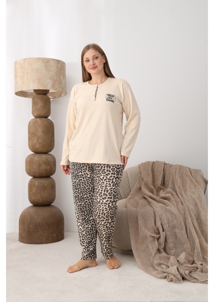 Şardonlu Interlok Kumaş Büyük Beden Kışlık Kadın Pijama Takımı 1160 fiyatları