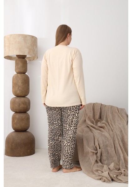 Şardonlu Interlok Kumaş Büyük Beden Kışlık Kadın Pijama Takımı 1160 indirimleri