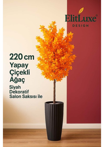 Elitluxe 220 cm Yapay Sonbahar Ağacı – Turuncu Yoğun Yapraklı – Büyük Dekoratif Salon Bitkisi fiyatları