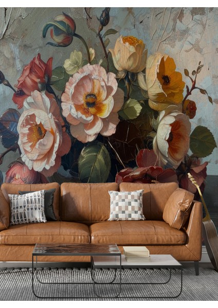 3D Gül Kurusu Desenli 3 Boyutlu Isı ve Ses Yalıtımlı Duvar Kağıdı