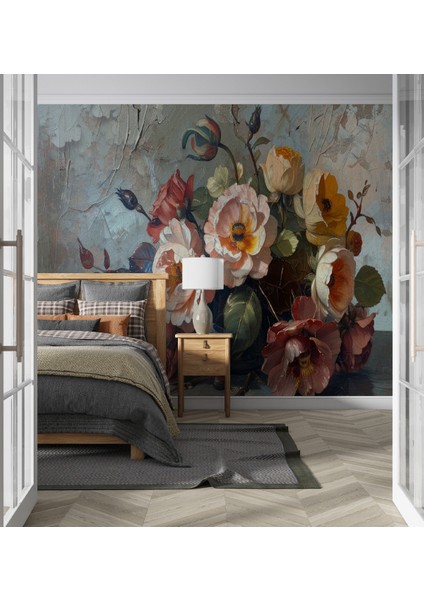 3D Gül Kurusu Desenli 3 Boyutlu Isı ve Ses Yalıtımlı Duvar Kağıdı modelleri