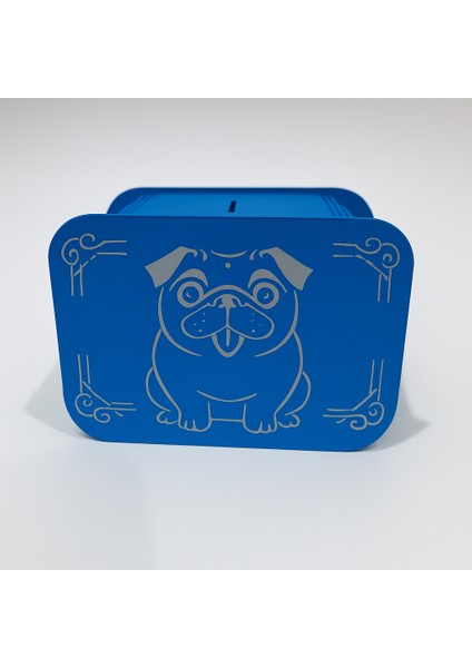 Köpek Kumbara - Ağaç Işleme -Ceviz Ağacı-Mavi