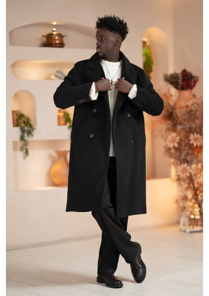 Italyan Geniş Yaka Oversize (Bol Kesim) Salaş Uzun Kaban