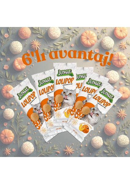 Kedi Lolipop Balkabaklı 1,5 G * 6'lı Avantaj Paketi!