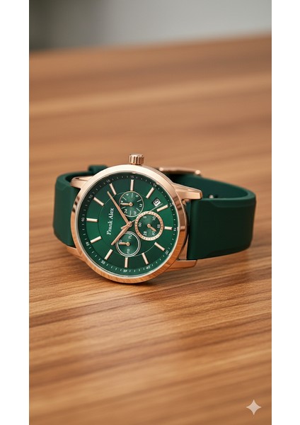 Erkek Kol Saati Bakır Renk, Yeşil Kadran - Şık Silikon Kordon, 2 Yıl Garantili fiyatları