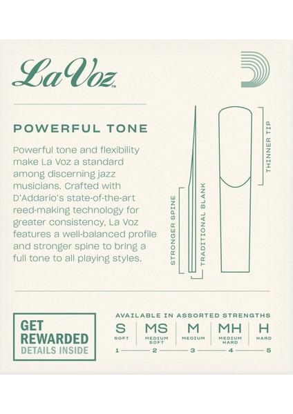 D'addario Woodwinds La Voz RCC10MH Sib Klarnet Kamışı Medium Hard fiyatları