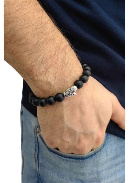 Lastikli Doğal Oniks Taşlı Erkek Bileklik EY43 fiyatları