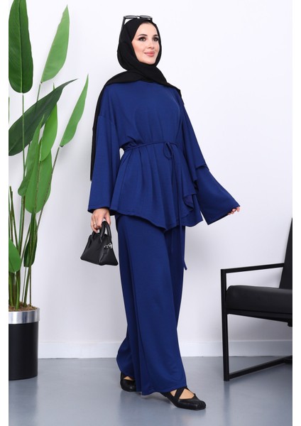 Lacivert Pelerin Detaylı Tunik Pantolonlu Takım fiyatları