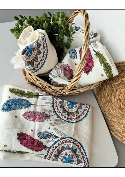 Desenli Beyaz Peştemal %100 Pamuk | 100X200 cm Plaj ve Banyo Havlusu