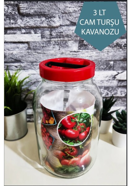 2 Litre Cam Kavanoz - Kırmızı Kapaklı, Turşu ve Gıda Saklama Için
