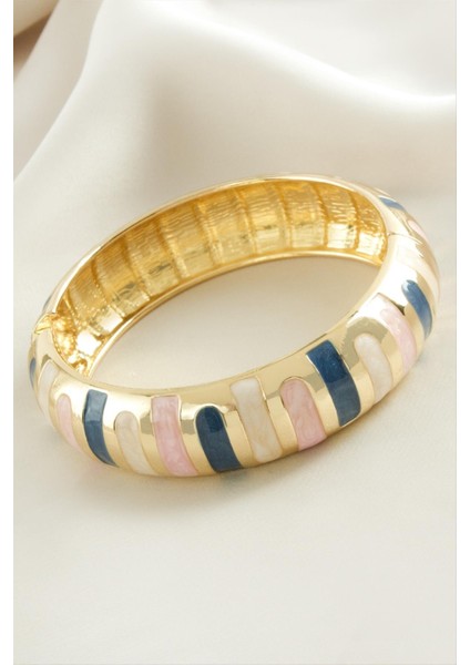 Çubuk Işlemeli Mineli Kelepçe Bileklik