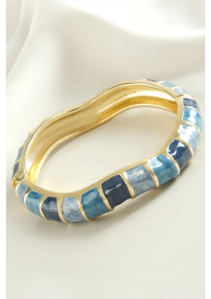 Kare Işlemeli Mineli Kelepçe Bileklik